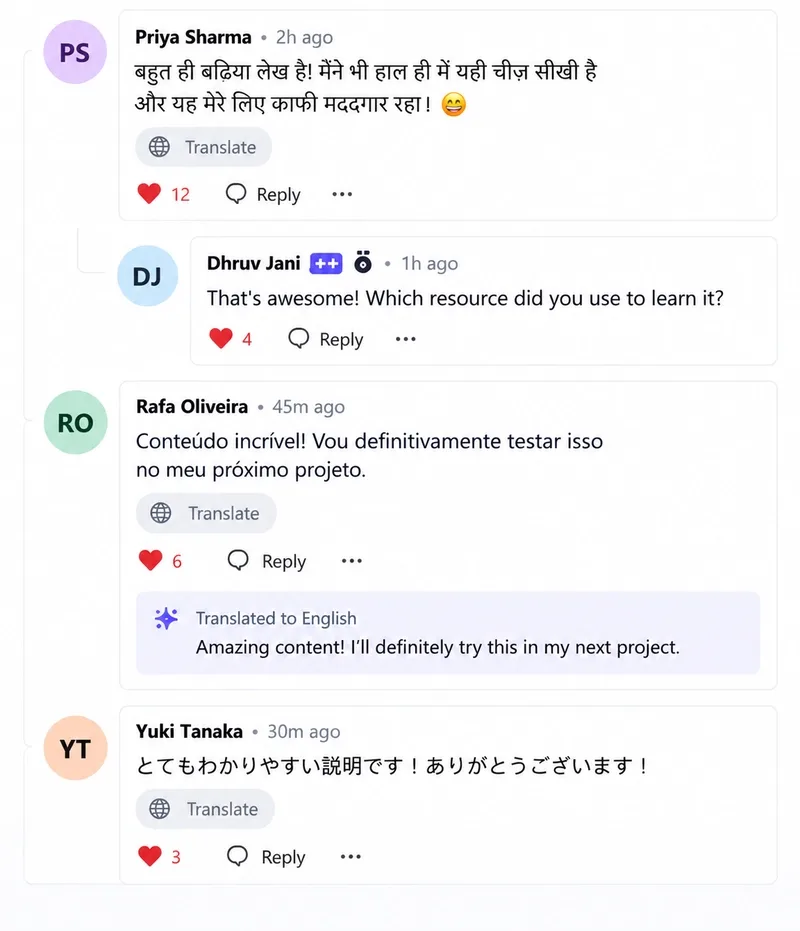 DEV.to needs a one-tap translation toggle for comments to actually feel global