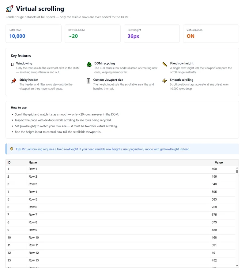 Angular DataGrid is a solid MIT-licensed alternative if you are