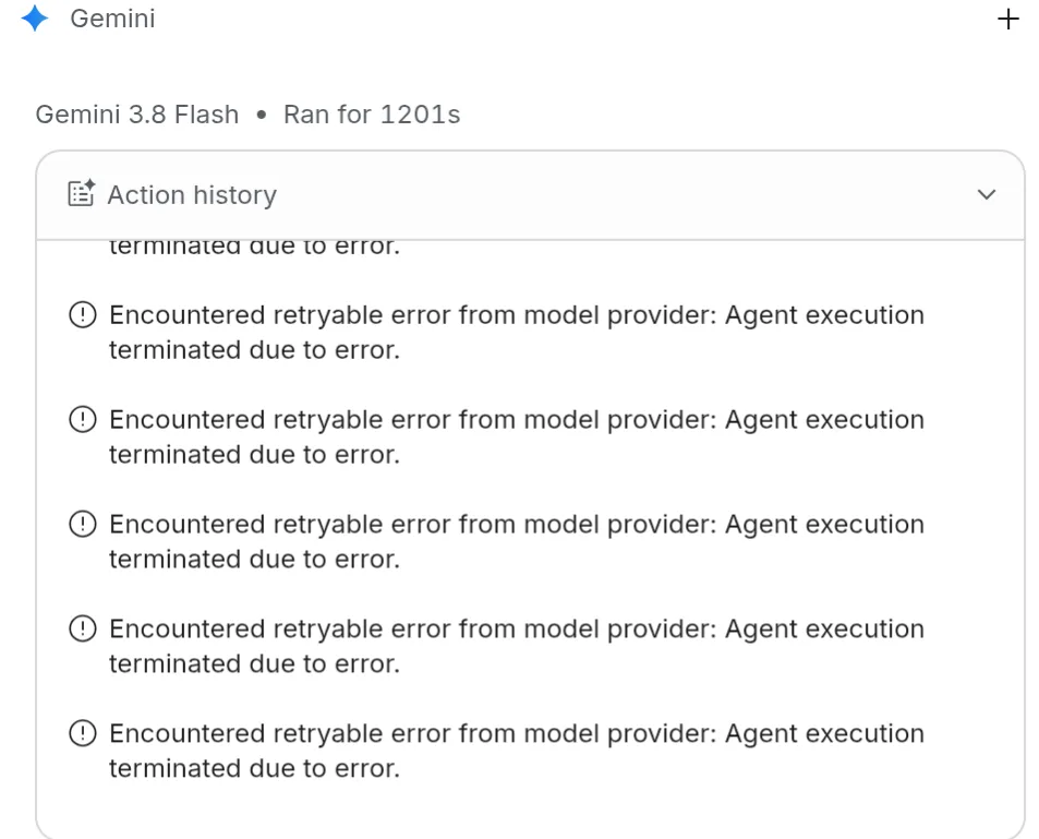 Gemini 3.8 Flash is lagging and throwing errors in AI Studio