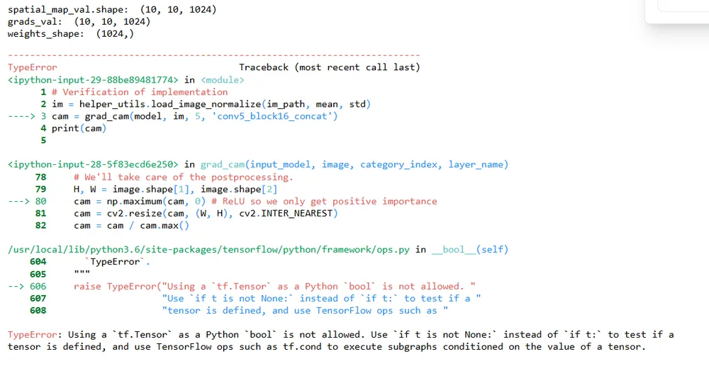 Tensor bool error in grad_cam assignment fix