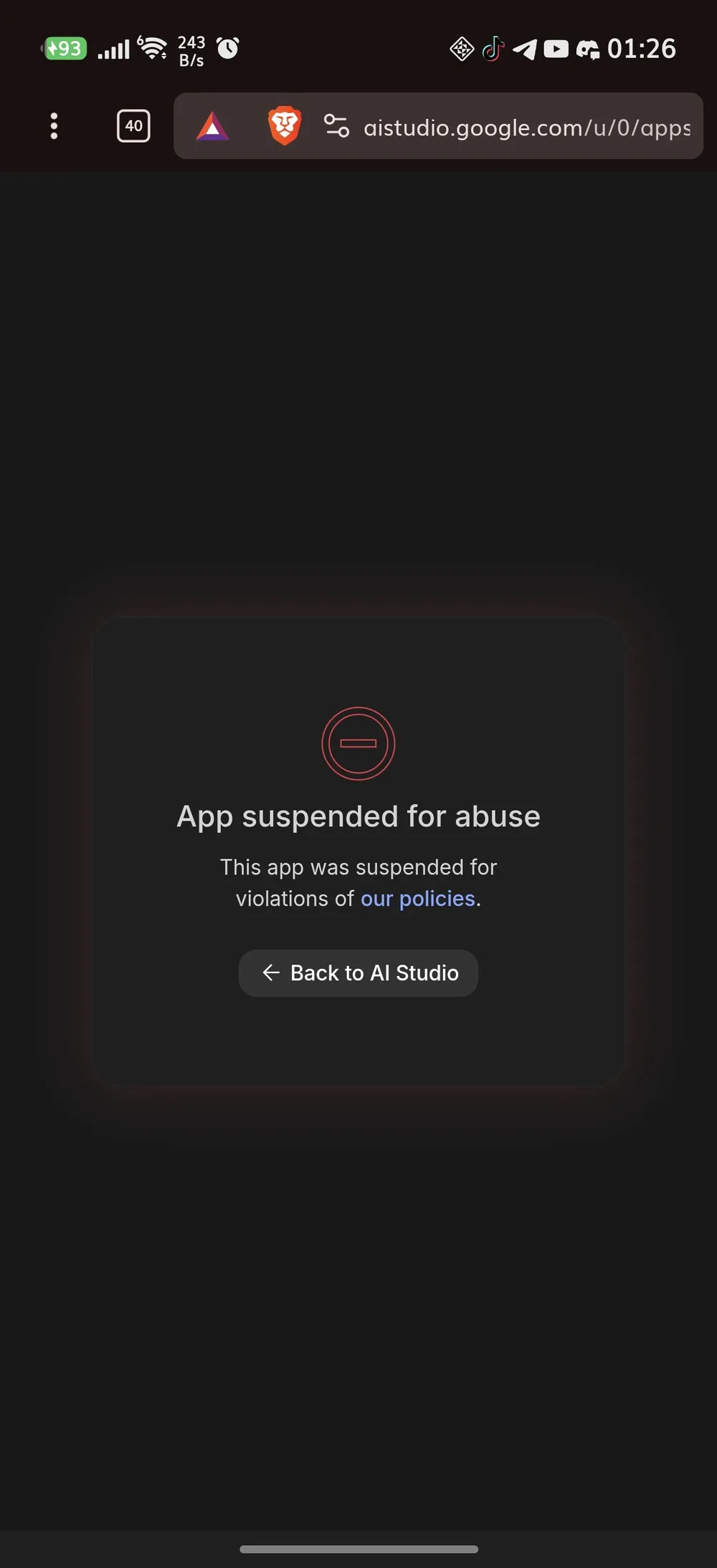 Google AI Studio 网关构建项目被挂牌，需手动审核