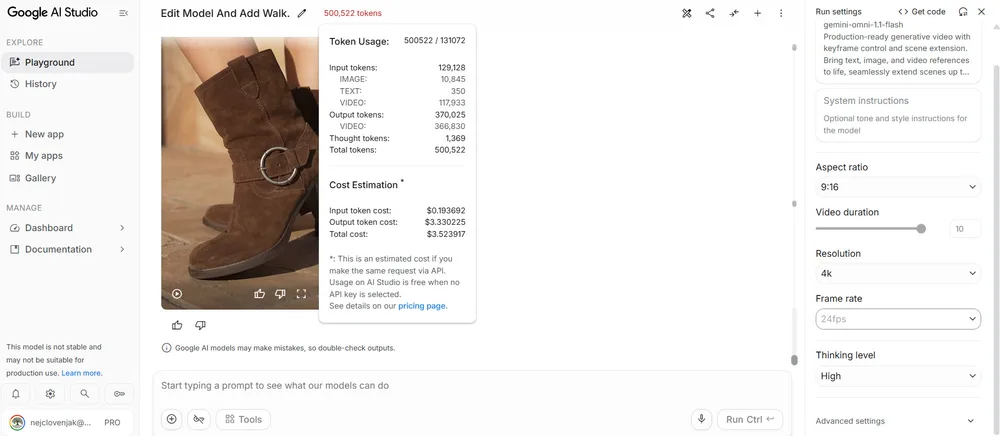 AI Studio showed $3.52 in tokens — does Google Pro pay it?