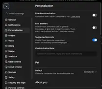 ChatGPT Web Personalization Shows Two Different States