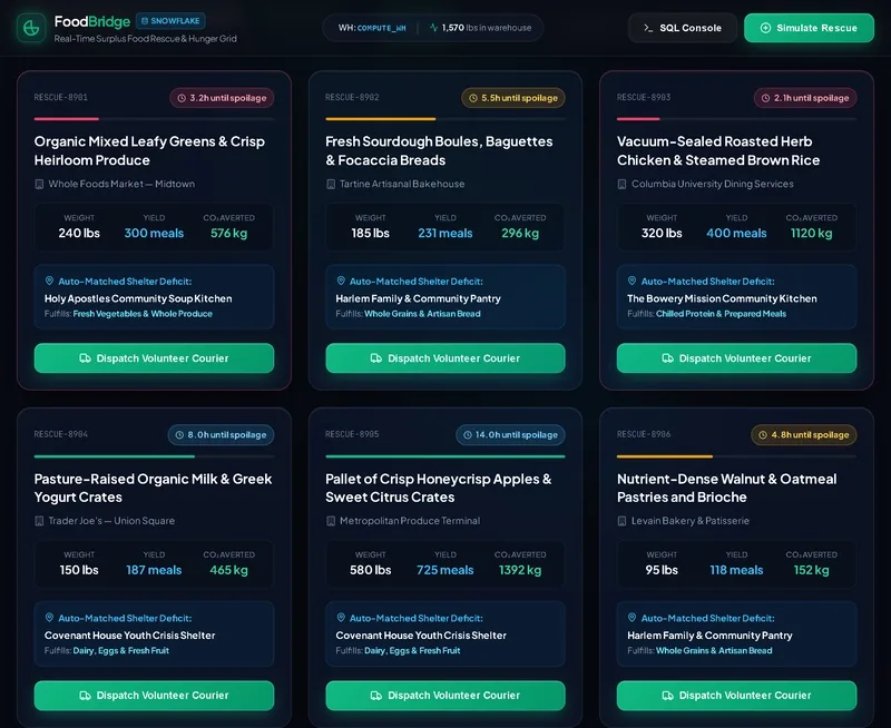 FoodBridge is a real-world example of using Snowflake to solve
