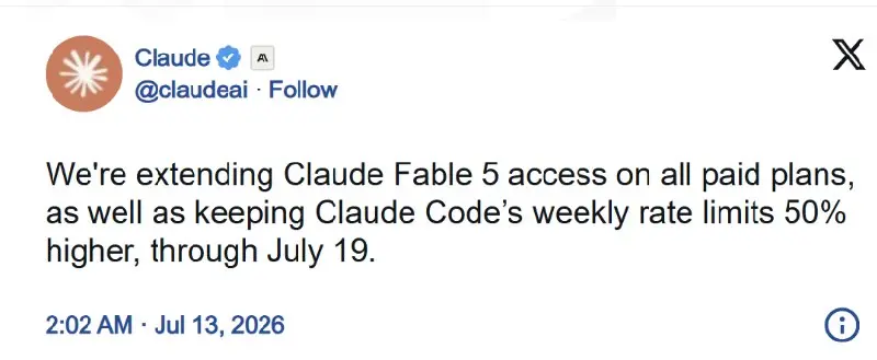 Anthropic又在“续命”？Fable5访问权限再次延长